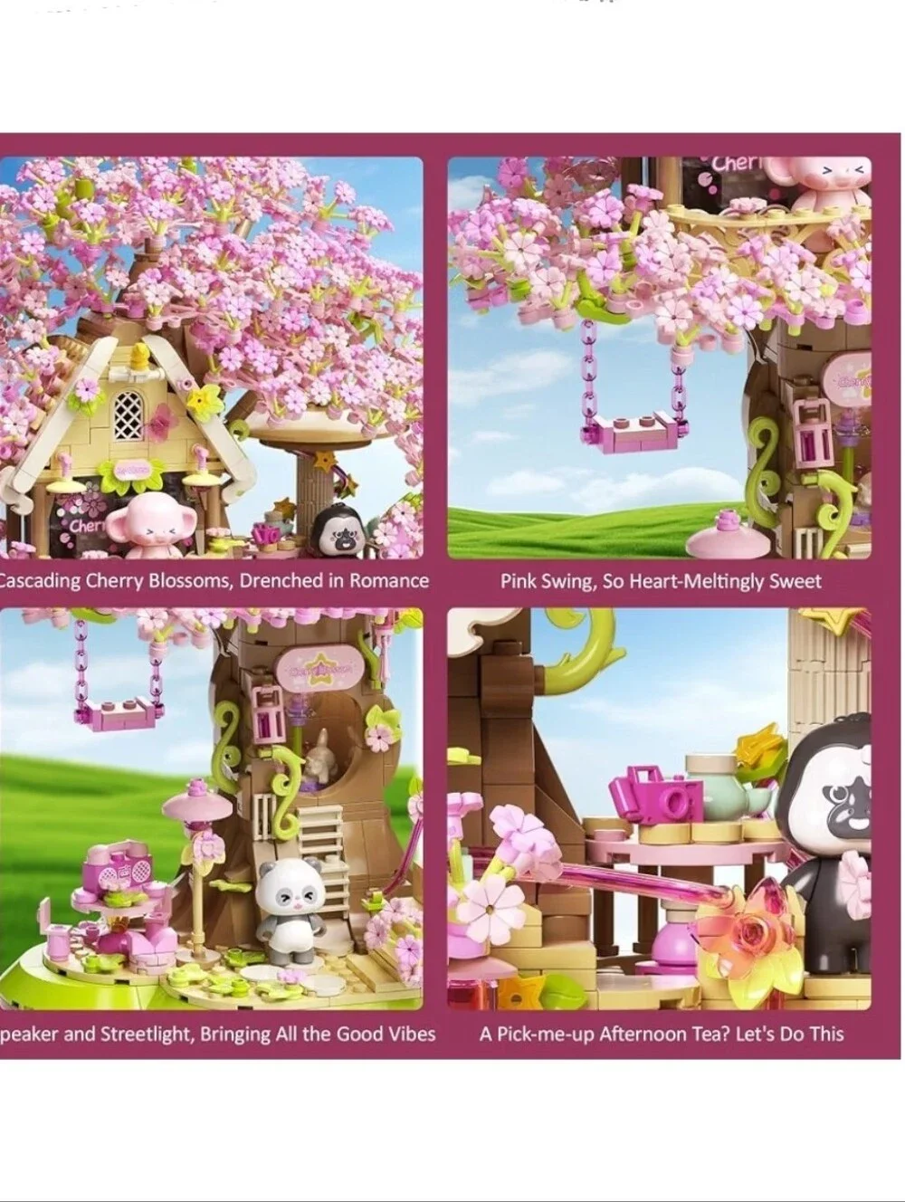 NIB Micro Blocks Cherry Blossom Treehouse Building Kit LED Music Box (like Lego)